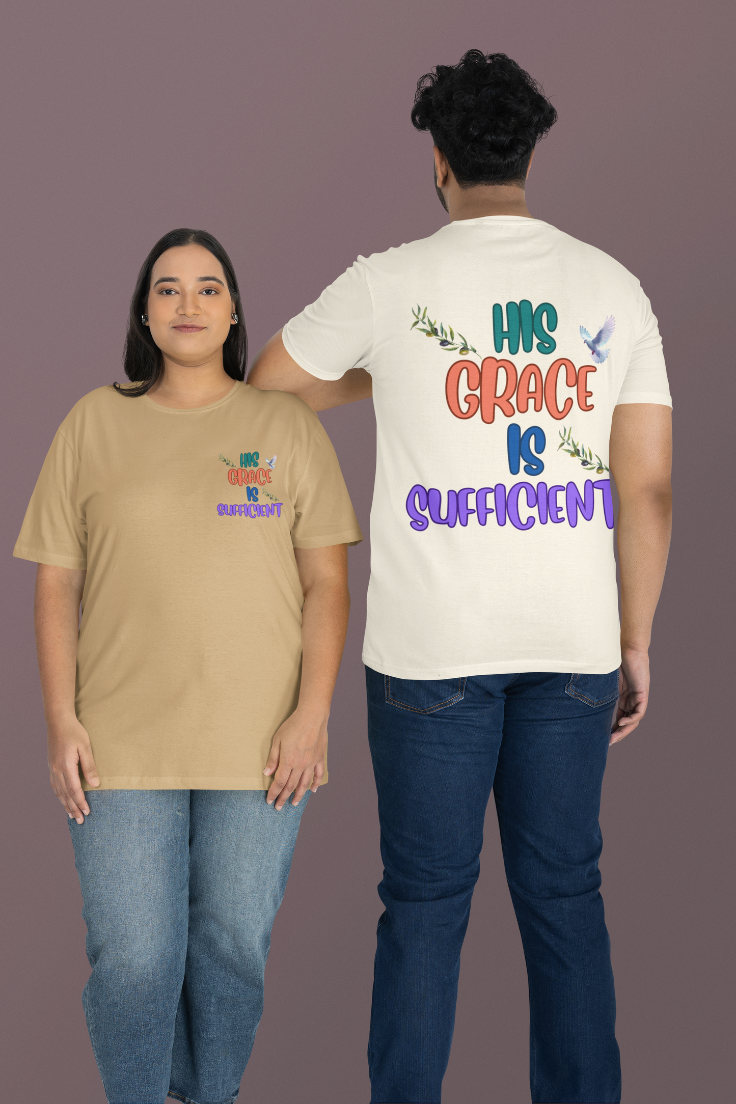 His Grace Is Sufficient: faith based fashion, christian apparel, grace filled-Bible verse tee